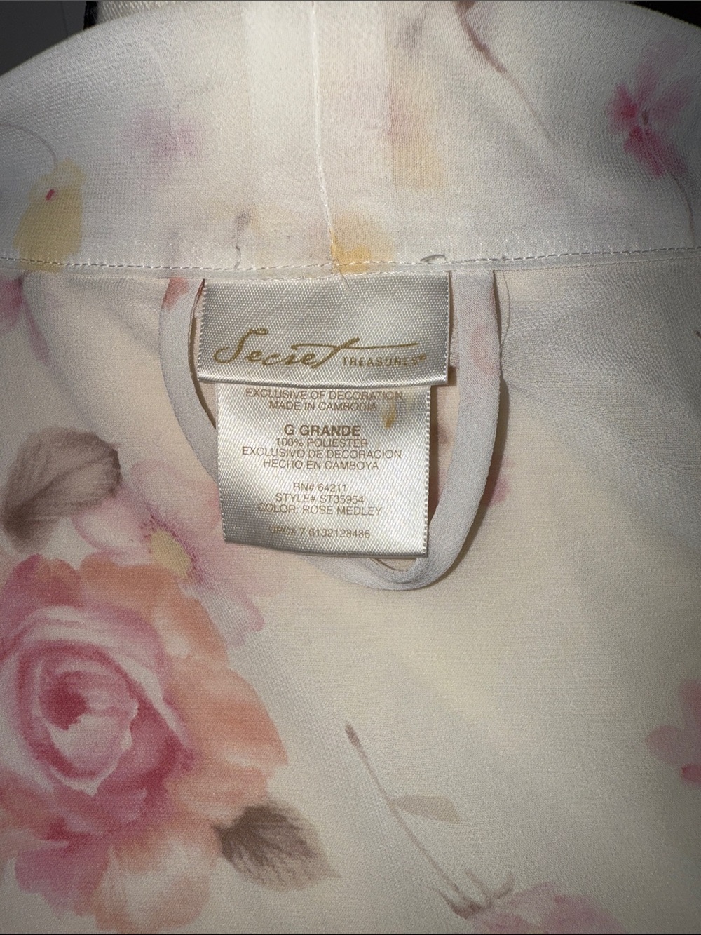 Rose floral lace coquette fairy cottage core euro bathrobe chemise layer large - Picture 7 of 7